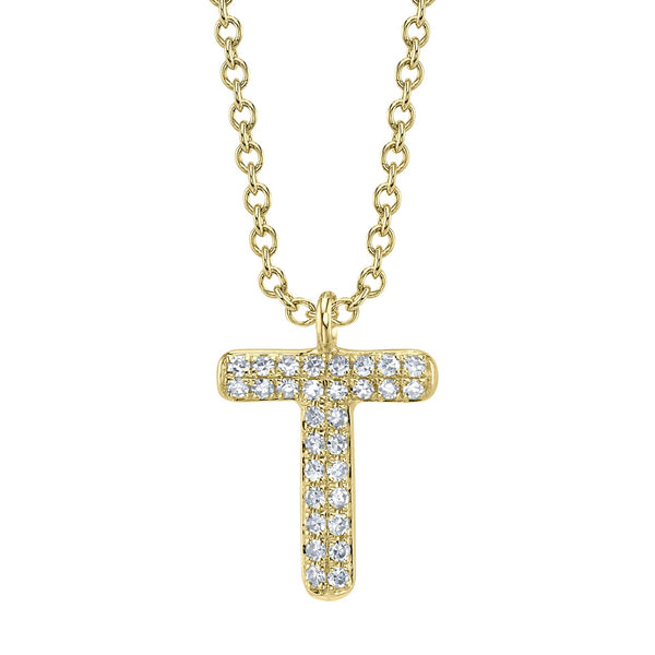 0.06CT DIAMOND PAVE NECKLACE - INITIAL T