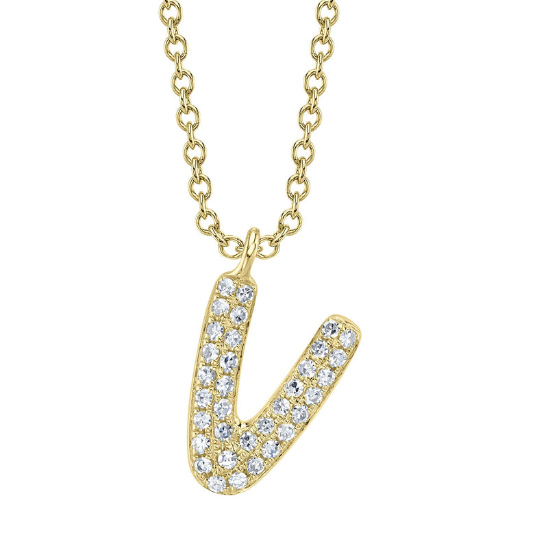 0.07CT DIAMOND PAVE NECKLACE - INITIAL V