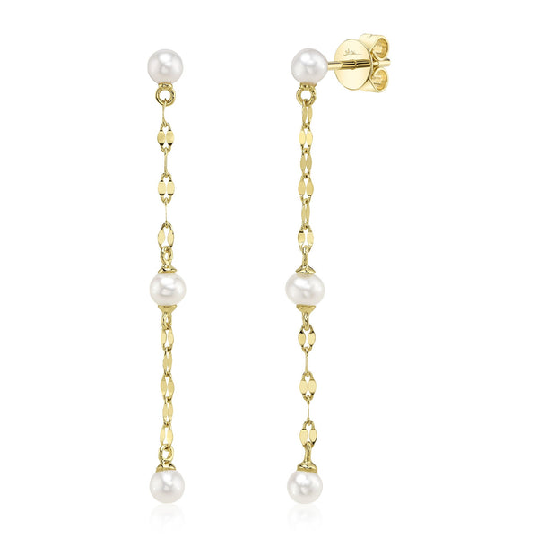 CULTURED PEARL SPARKLE CHAIN EARRING