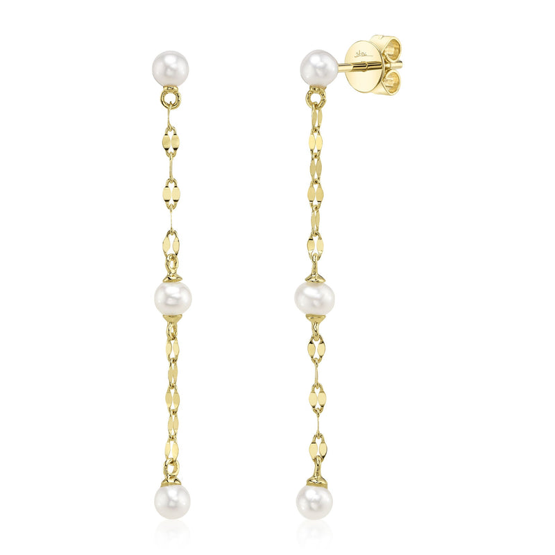 CULTURED PEARL SPARKLE CHAIN EARRING