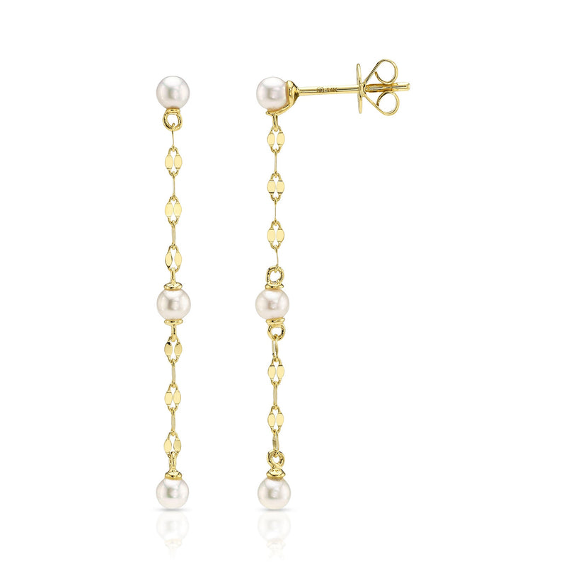 CULTURED PEARL SPARKLE CHAIN EARRING
