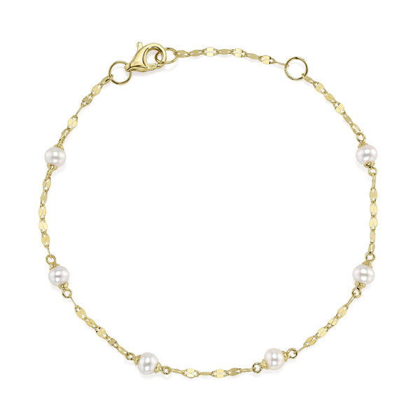 CULTURED PEARL SPARKLE CHAIN BRACELET