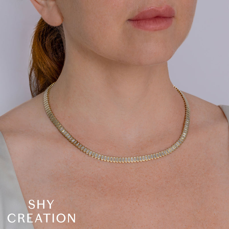 3.01CT DIAMOND BAGUETTE BEZEL TENNIS NECKLACE