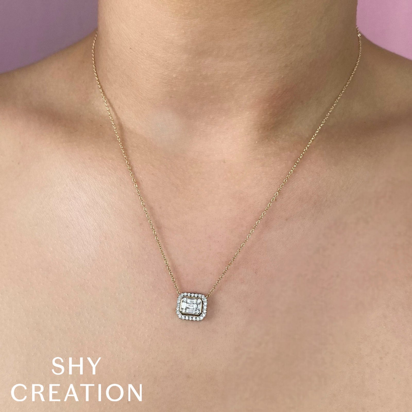 アクセサリー YON Essence Baguette Necklace 0.1 ct Essence Baguette Necklace 0.1ct – YON (ヨン）| 公式