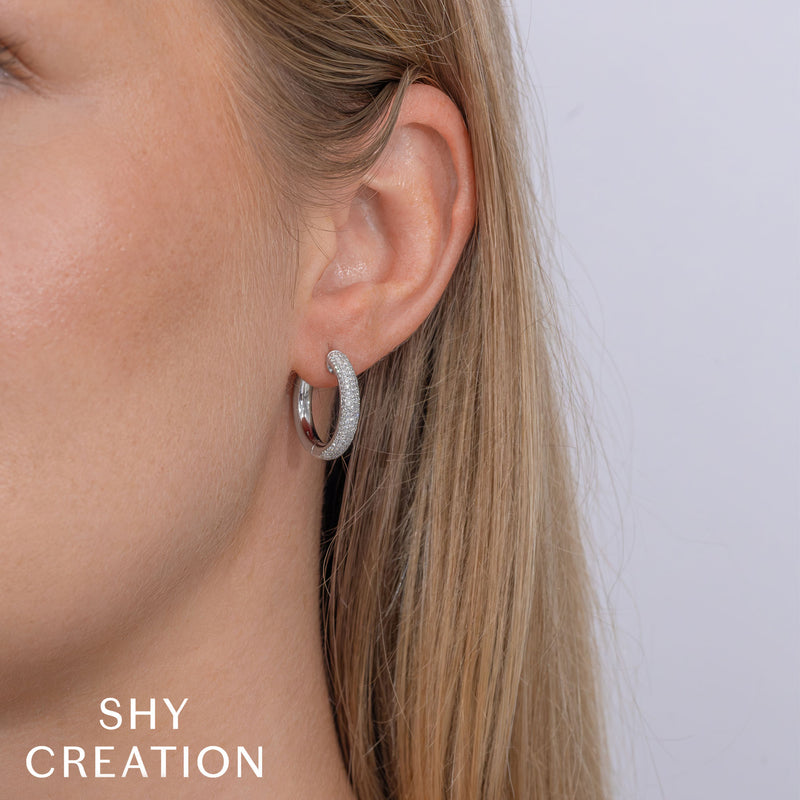 0.61CT DIAMOND PAVE HOOP EARRING