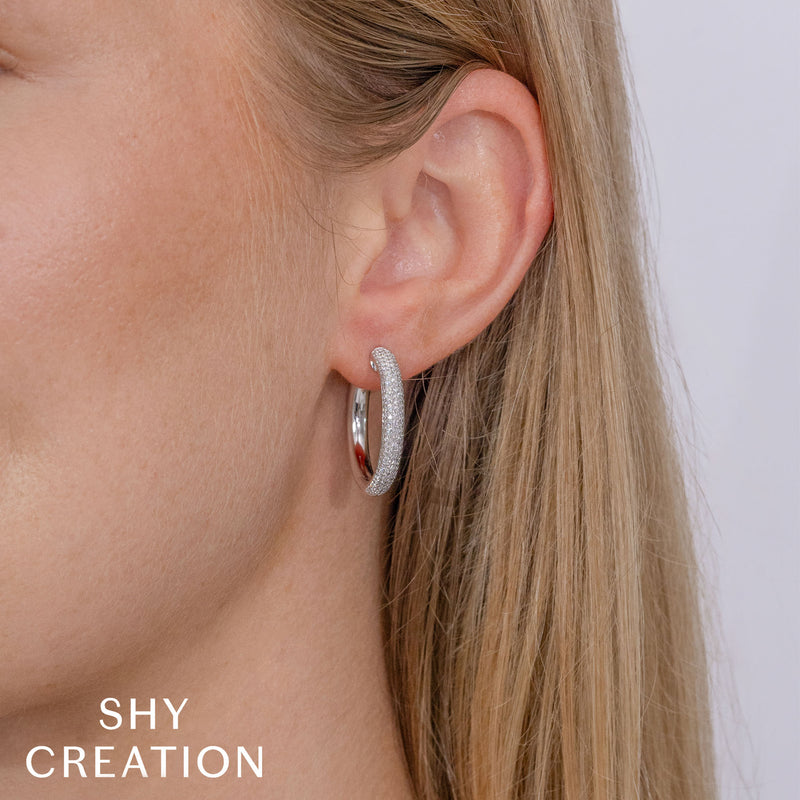 0.77CT DIAMOND PAVE HOOP EARRING