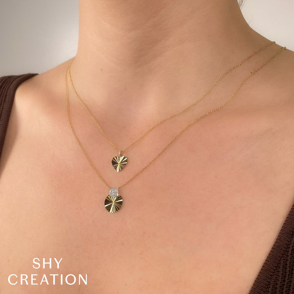 0.01CT DIAMOND RIBBED HEART NECKLACE