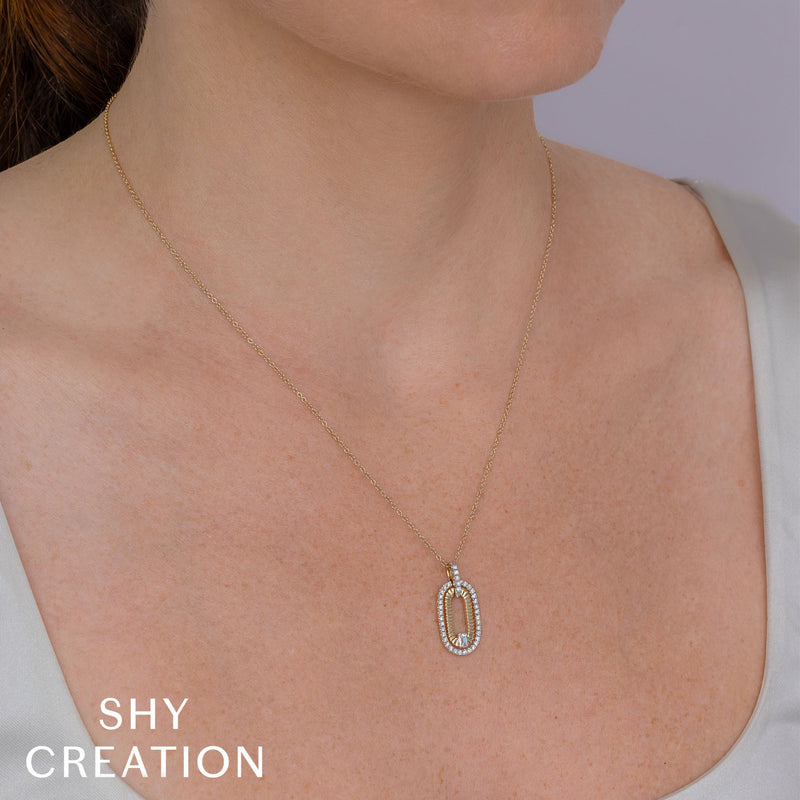 0.46CT DIAMOND EMERALD RIBBED NECKLACE