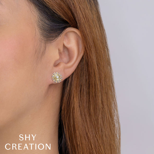 0.22CT DIAMOND BEZEL RIBBED STUD EARRING