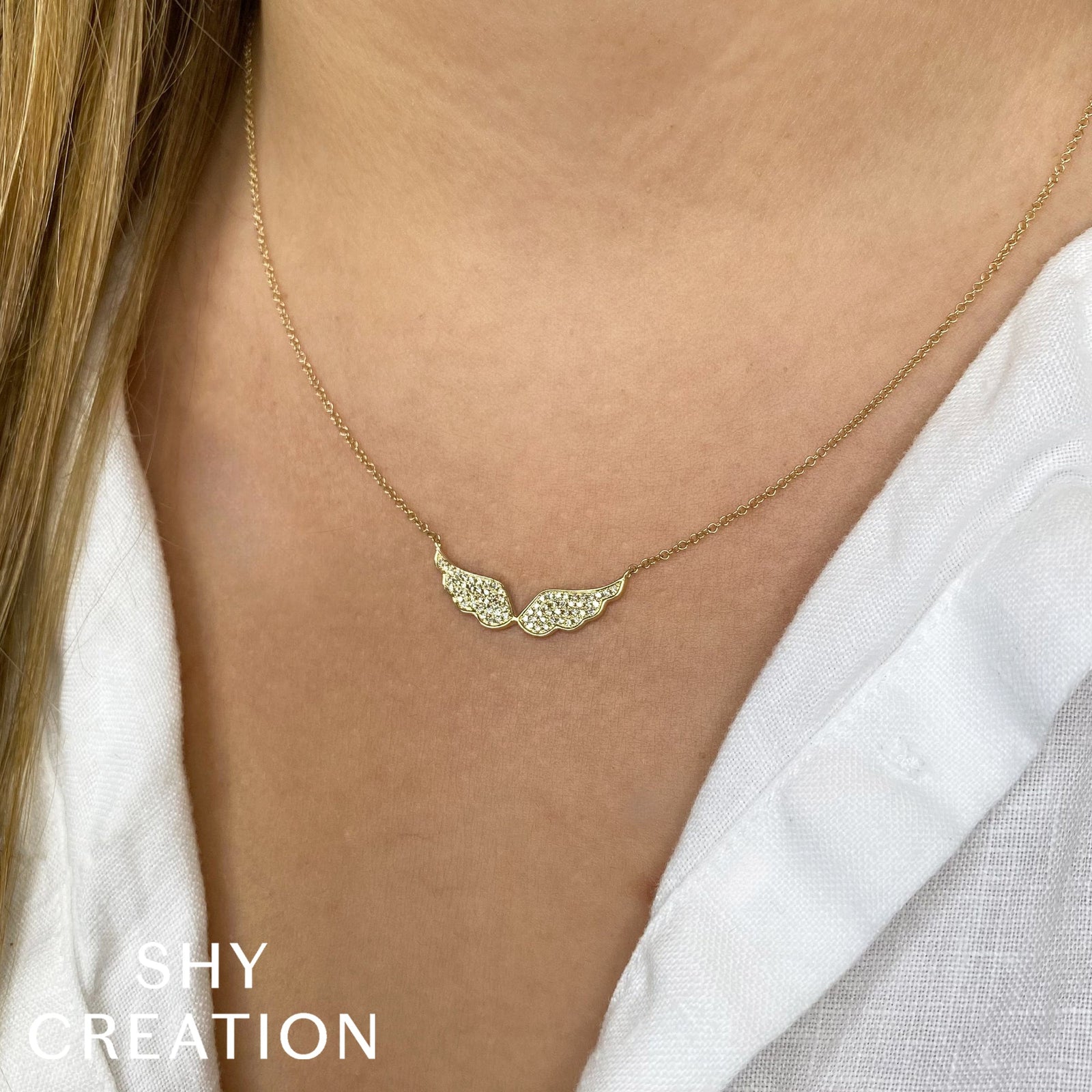 0.18CT DIAMOND ANGEL WINGS NECKLACE – Shy Creation