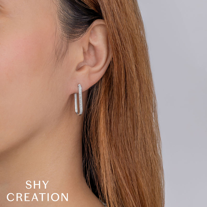 0.41CT DIAMOND OVAL HOOP EARRING