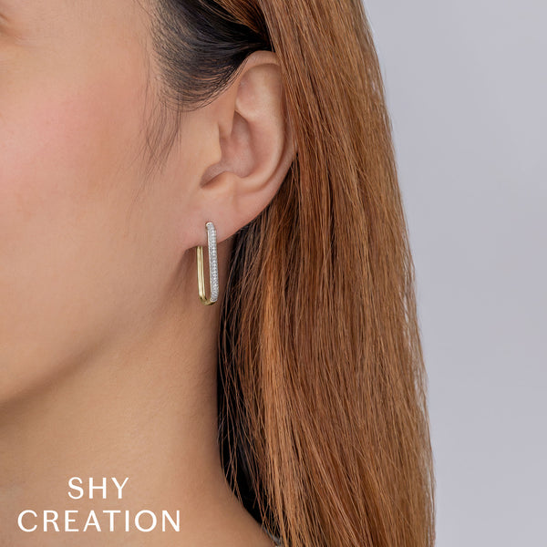 0.41CT DIAMOND OVAL HOOP EARRING