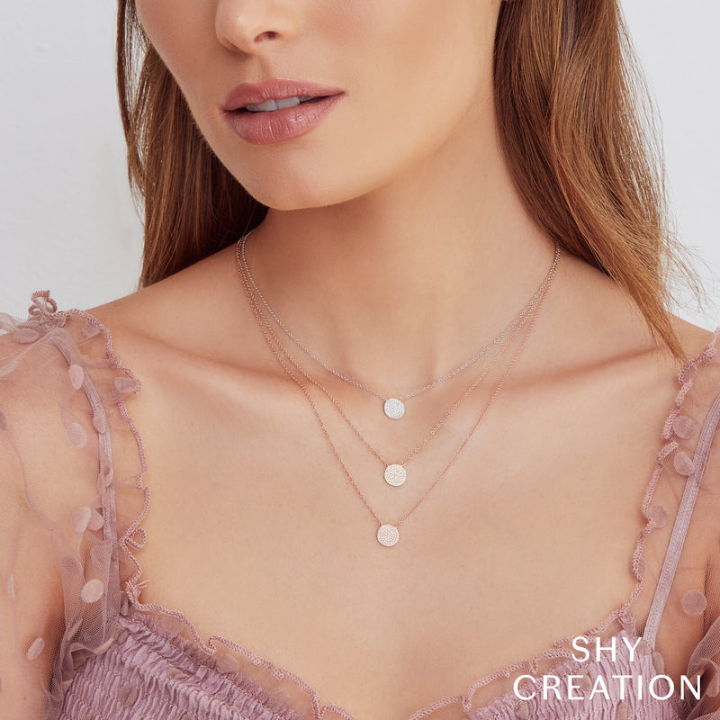 0.15CT DIAMOND PAVE CIRCLE NECKLACE