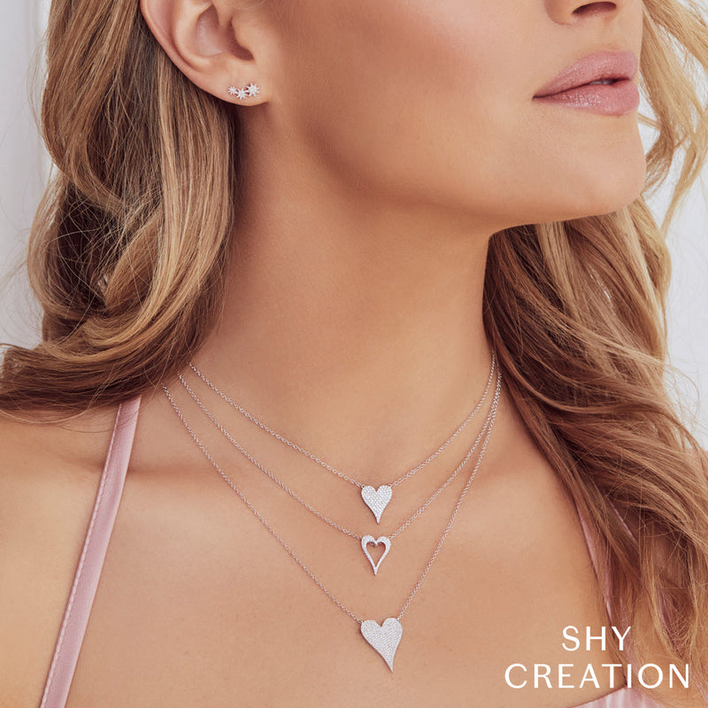 Jumbo Pave Heart Necklace 14K Rose Gold