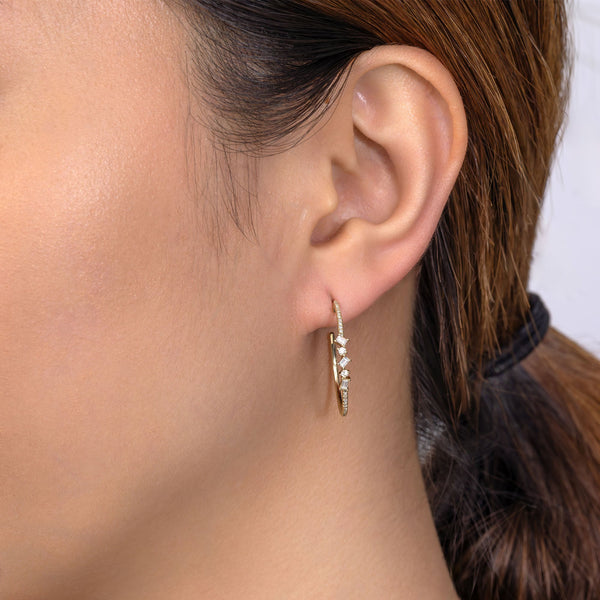 0.43CT DIAMOND BAGUETTE HOOP EARRING