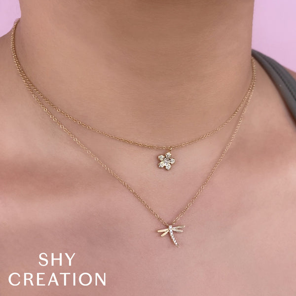 0.03CT DIAMOND DRAGONFLY MATTE NECKLACE