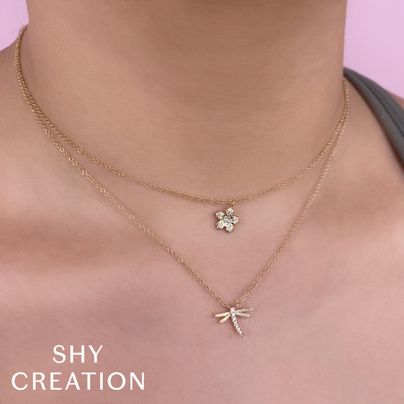 0.03CT DIAMOND DRAGONFLY MATTE NECKLACE