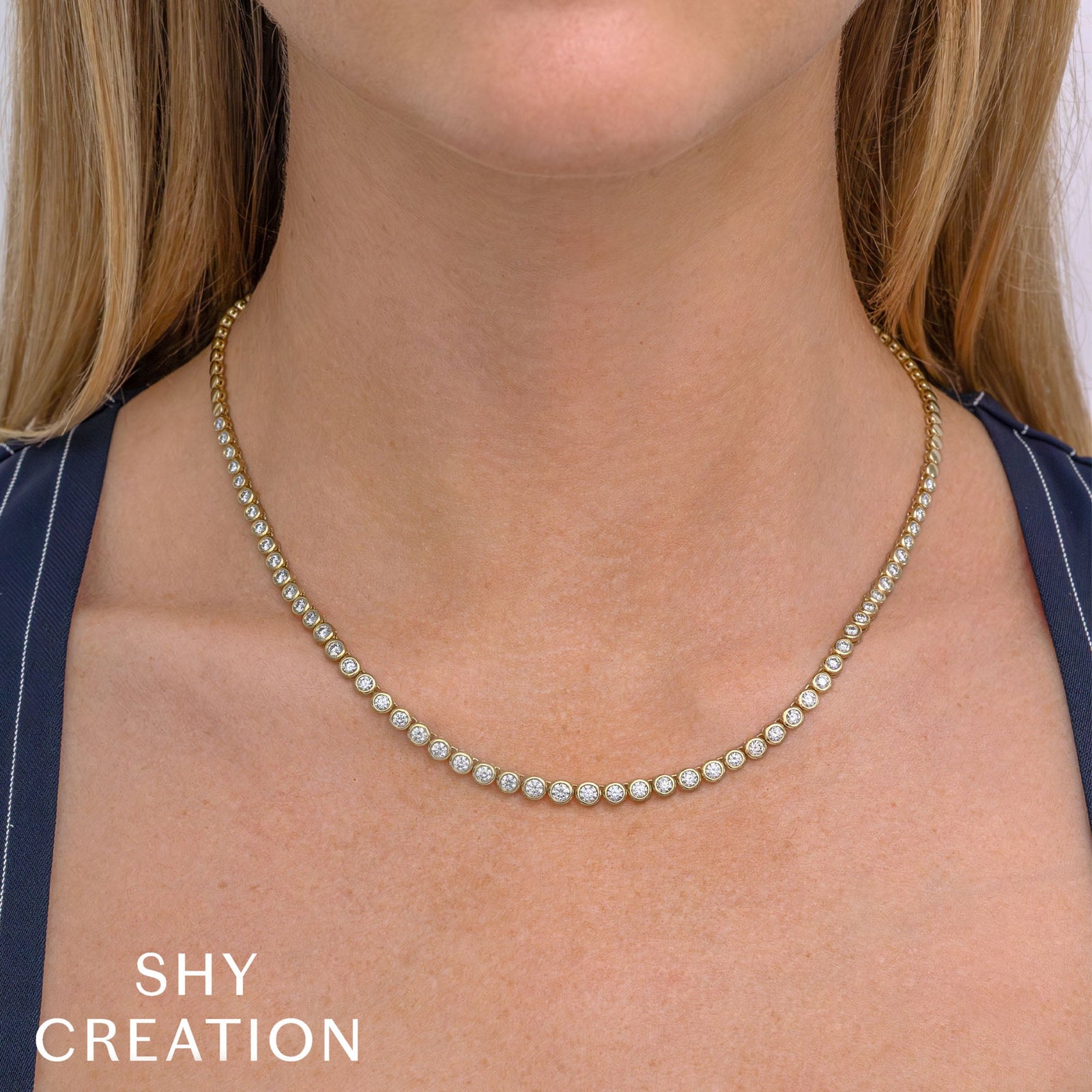 A♡ 3.53CT DIAMOND BEZEL TENNIS NECKLACE – Shy Creation