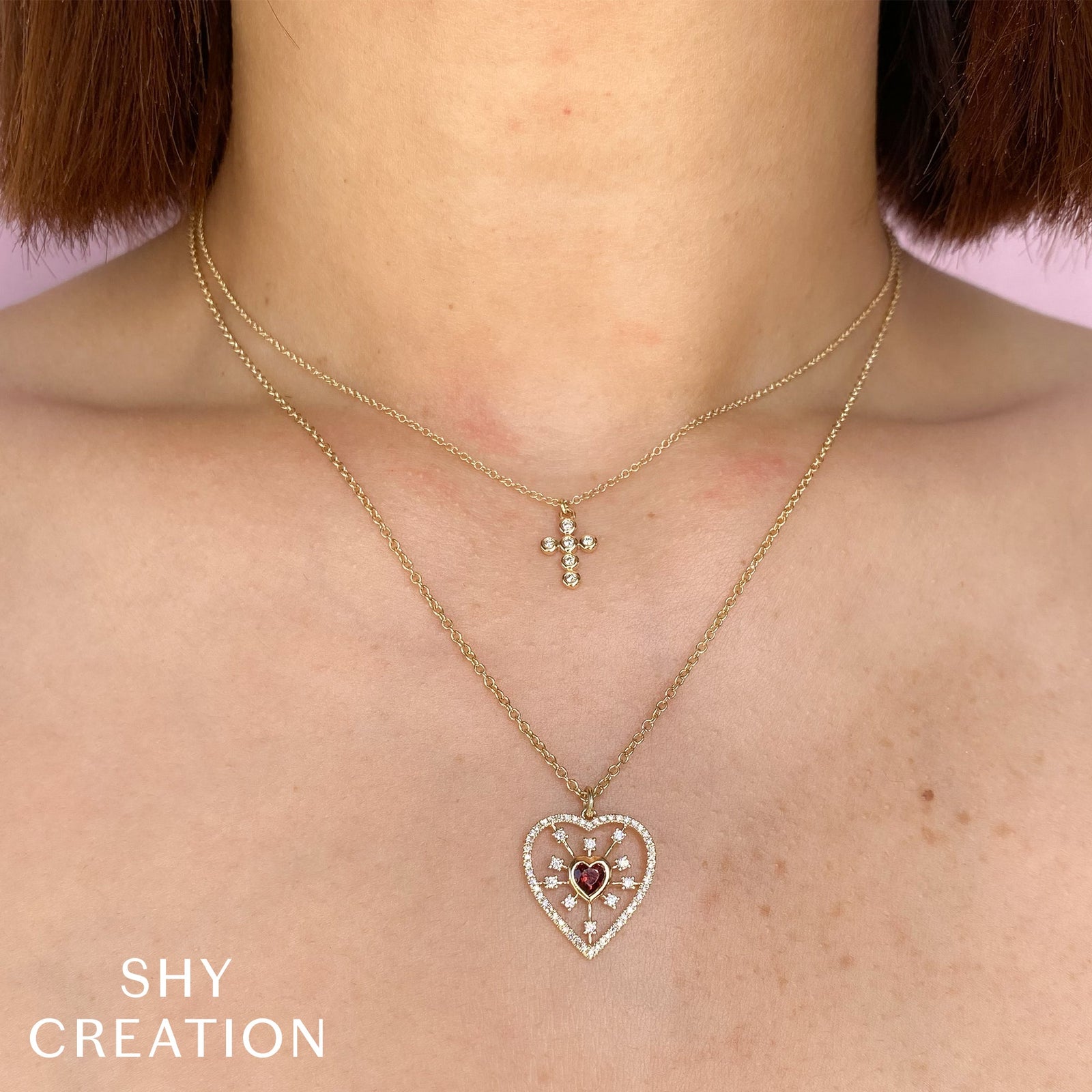 0.08CT DIAMOND BEZEL CROSS NECKLACE – Shy Creation