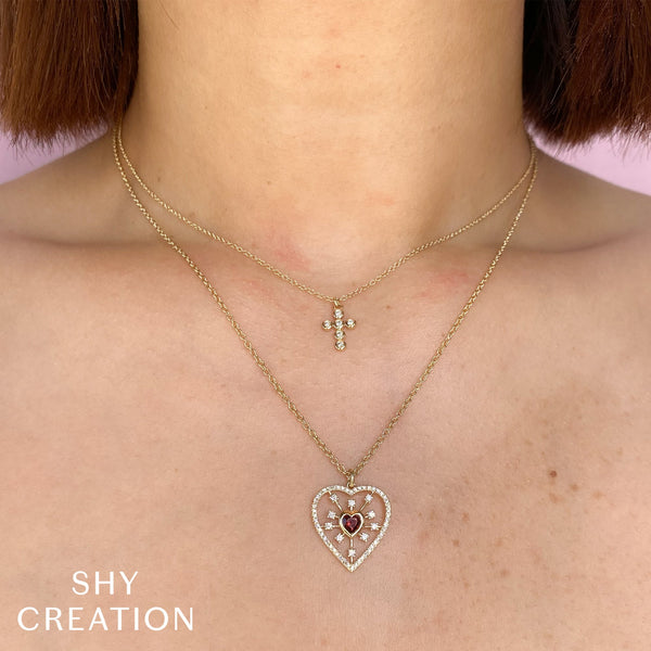 0.08CT DIAMOND BEZEL CROSS NECKLACE