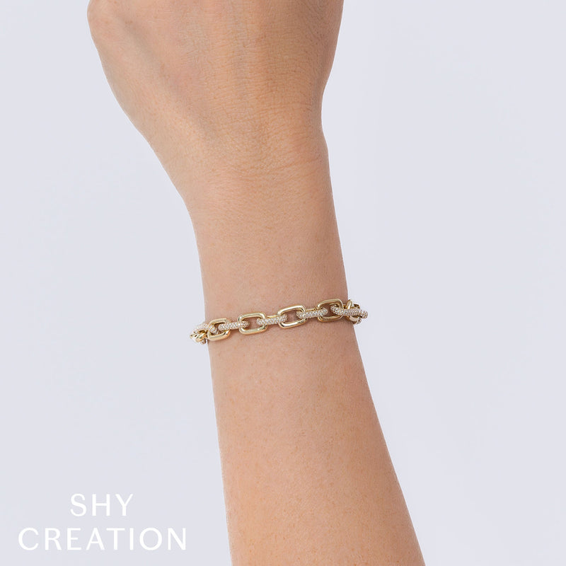 3.67CT DIAMOND PAVE PAPER CLIP LINK BRACELET