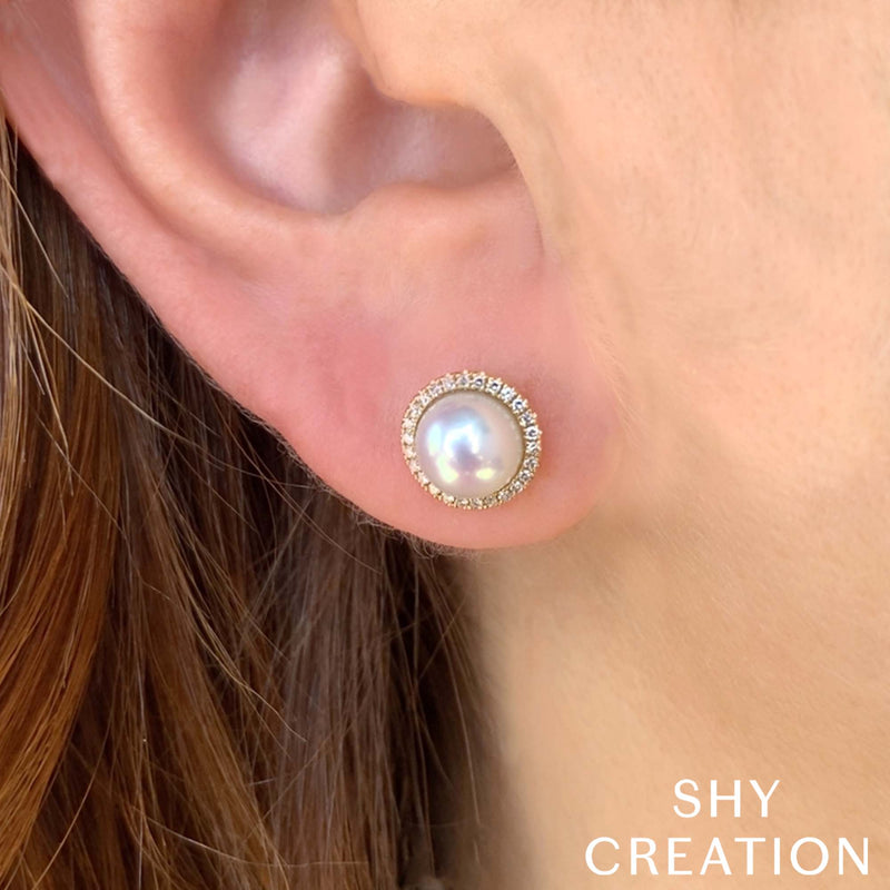 0.16CT DIAMOND & CULTURED PEARL STUD EARRING