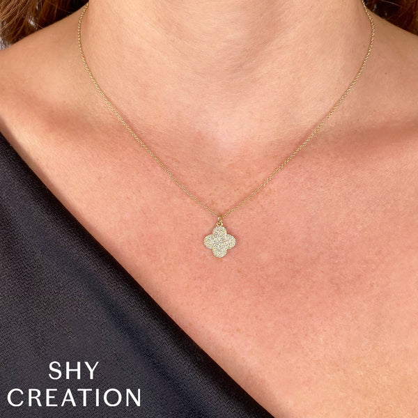 0.23CT DIAMOND PAVE CLOVER NECKLACE