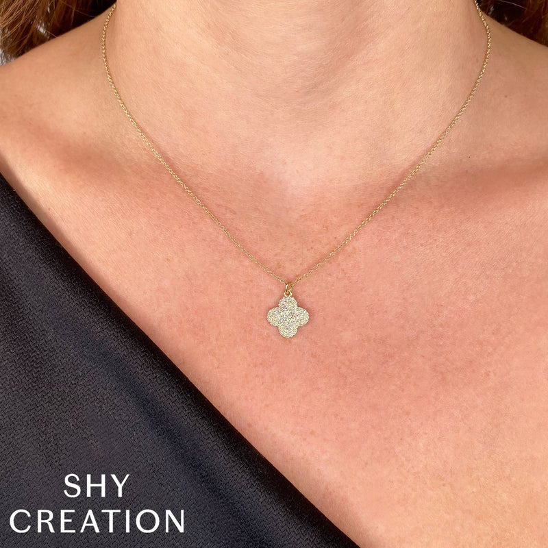 0.23CT DIAMOND PAVE CLOVER NECKLACE