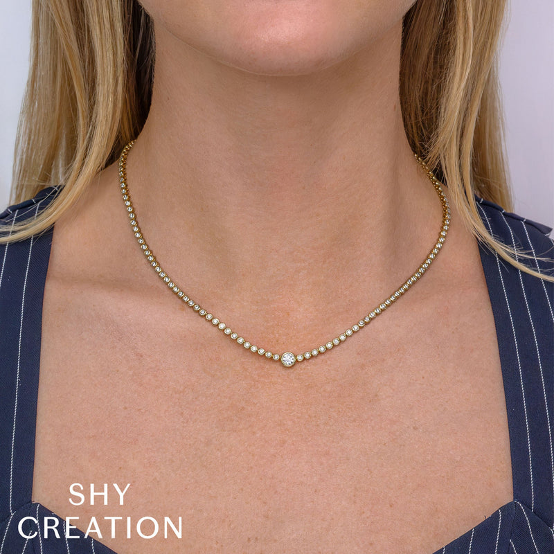 2.89CT DIAMOND BEZEL TENNIS NECKLACE