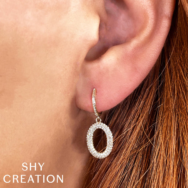 0.49CT DIAMOND PAVE OVAL EARRING
