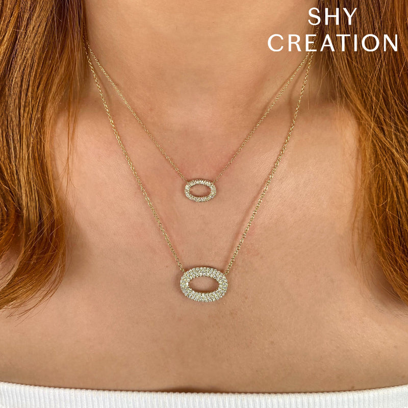 0.23CT DIAMOND PAVE OVAL NECKLACE