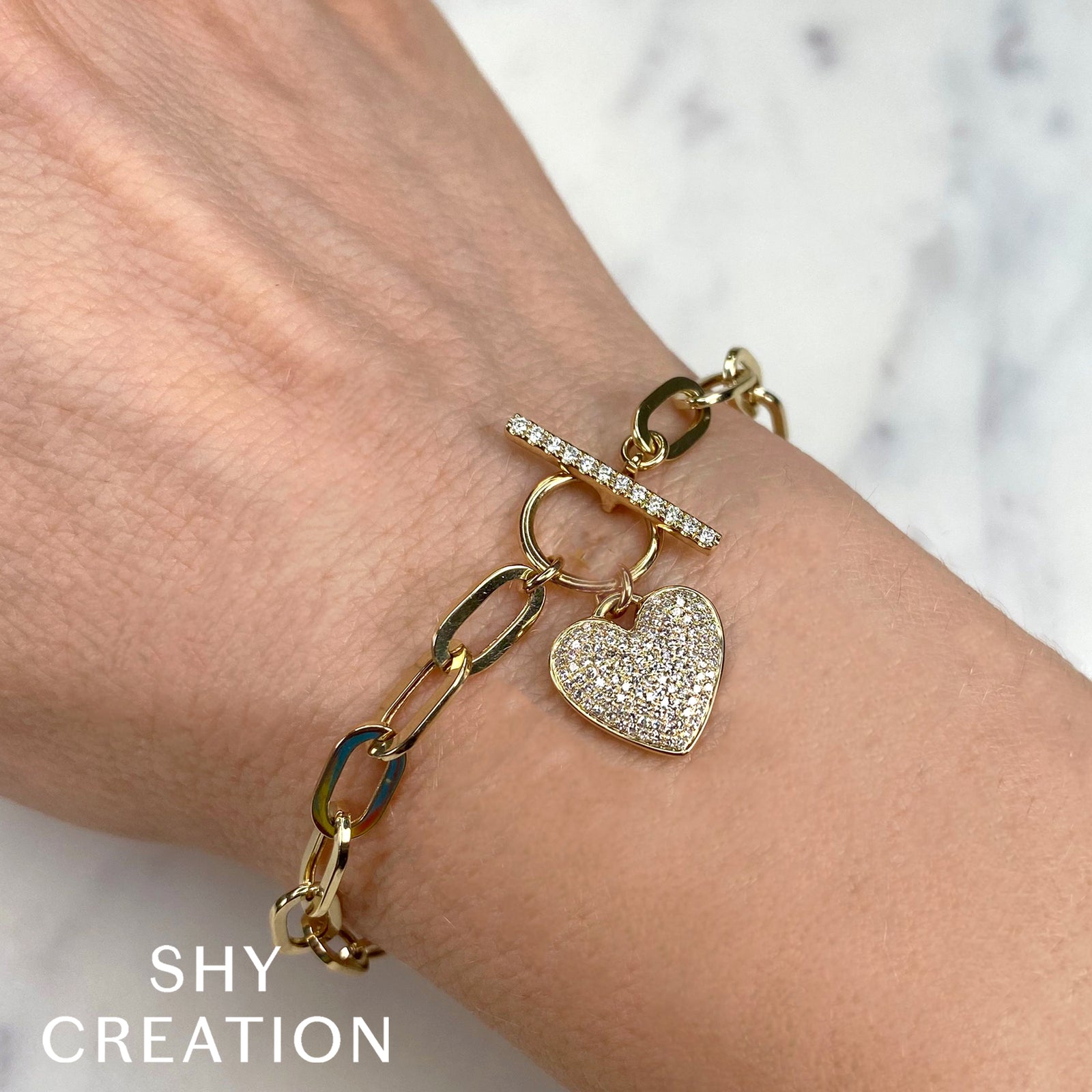 ☆ シルクジャパン / present 2 / テラチップ ネックレス 0.41CT DIAMOND PAPER CLIP LINK PAVE HEART BRACELET – Shy Creation