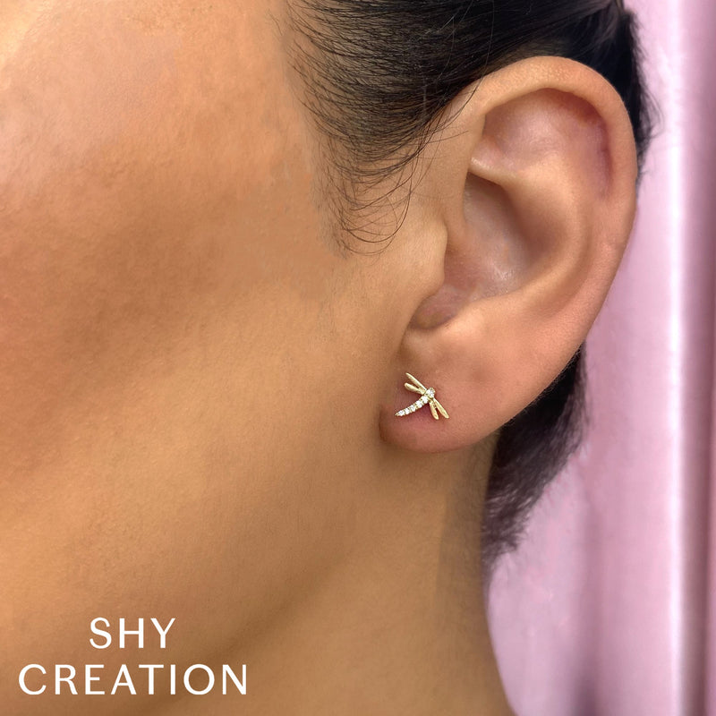 0.05CT DIAMOND DRAGONFLY MATTE EARRING