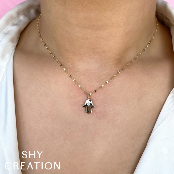 0.03CT DIAMOND HAMSA SPARKLE CHAIN NECKLACE