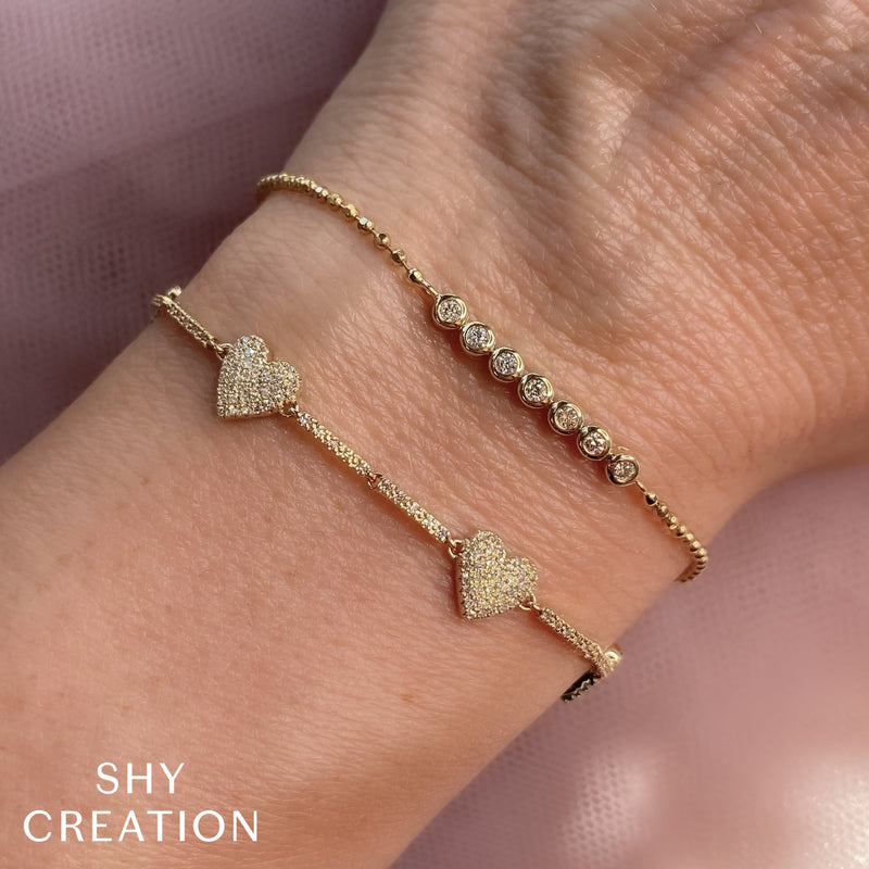 0.15CT DIAMOND BEZEL FACETED BALL CHAIN BRACELET