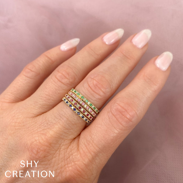 0.10CT DIAMOND & 0.10CT BLUE SAPPHIRE BAND