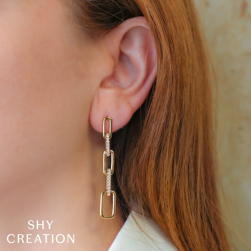 0.64CT DIAMOND PAPER CLIP LINK EARRING