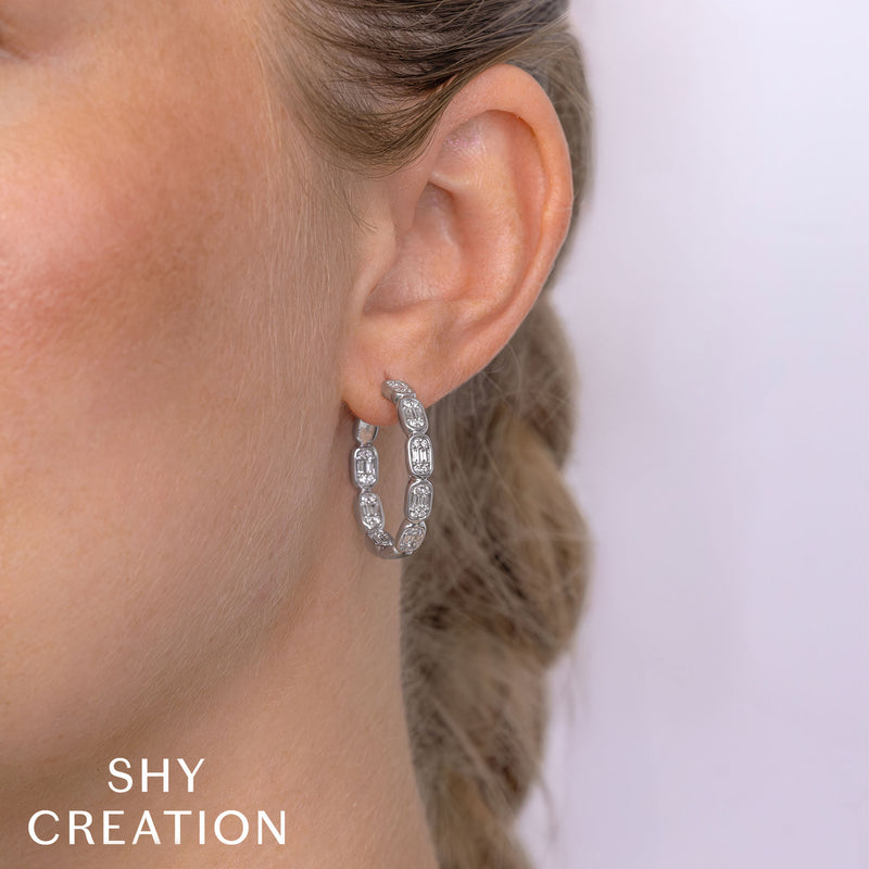 0.90CT DIAMOND BAGUETTE HOOP EARRING