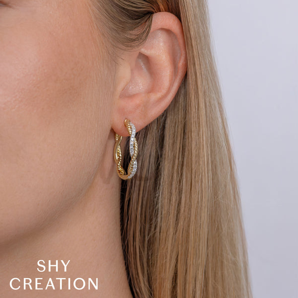 0.42CT DIAMOND TWISTED HOOP EARRING