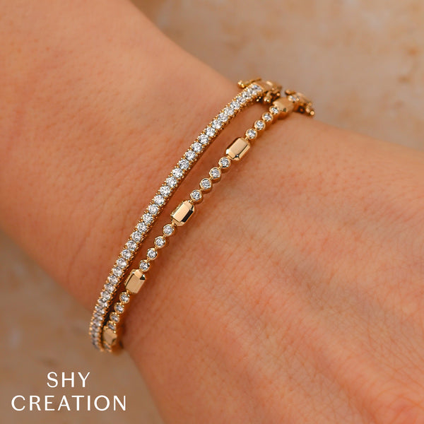 0.30CT DIAMOND BEZEL GEO CUT BANGLE