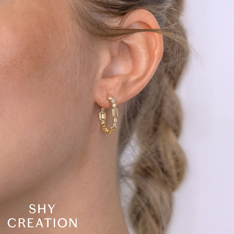 0.12CT DIAMOND BEZEL GEO CUT HOOP EARRING