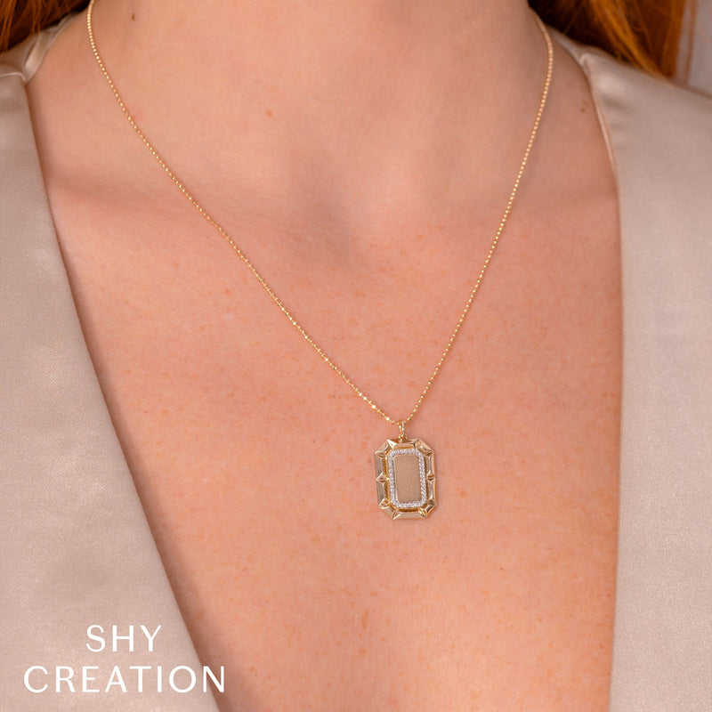 0.09CT DIAMOND GEO CUT MATTE FACETED BALL CHAIN NECKLACE