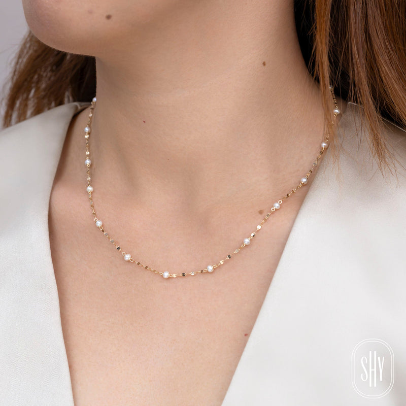 CULTURED PEARL SPARKLE CHAIN NECKLACE