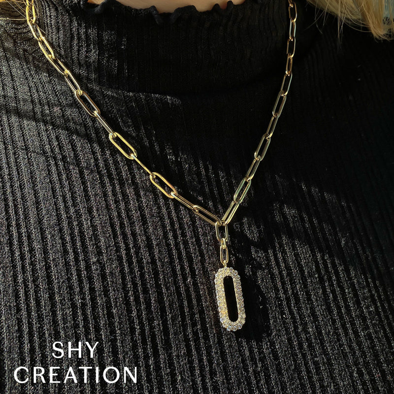 0.92CT DIAMOND PAPER CLIP LINK NECKLACE