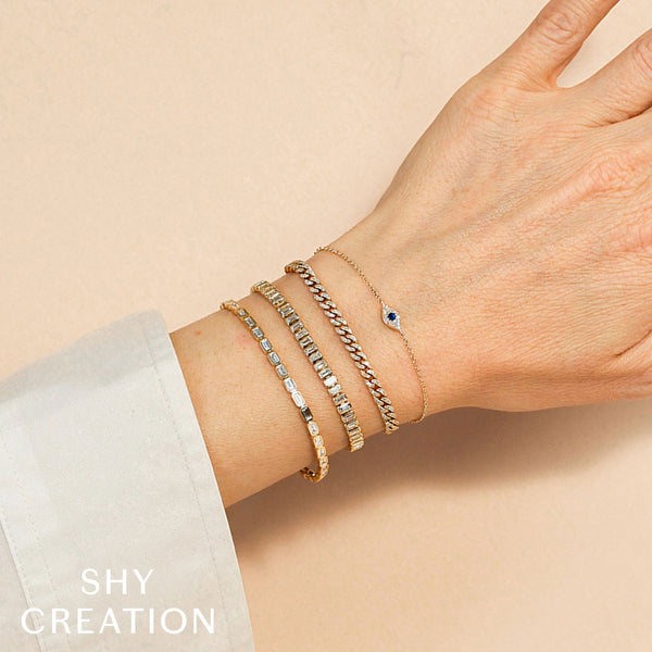 0.04CT DIAMOND & 0.06CT BLUE SAPPHIRE EYE BRACELET