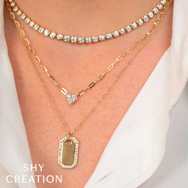 0.41CT DIAMOND HEART PAPER CLIP LINK NECKLACE