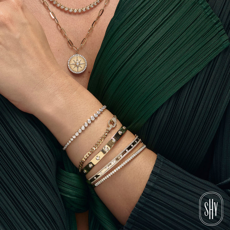 0.32CT DIAMOND BEZEL LATCH LOCK BANGLE