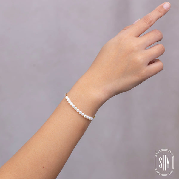 CULTURED PEARL PAPER CLIP LINK BRACELET