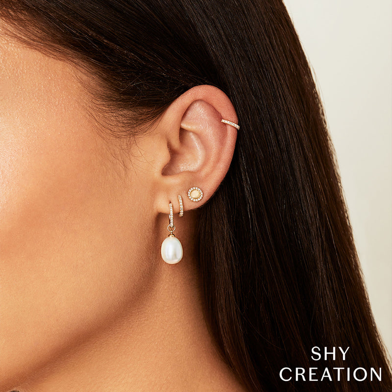 0.06CT DIAMOND & CULTURED PEARL EARRING