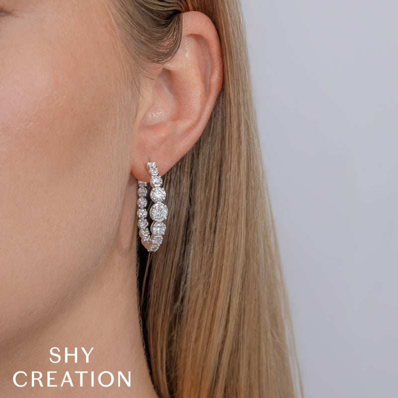 3.63CT DIAMOND CROWN SETTING HOOP EARRING